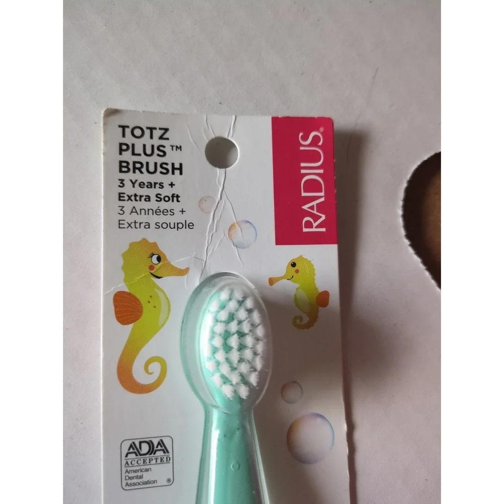 Radius Totz Plus Kids Toothbrush Teal 3 Years+ Extra Soft Made in USA
